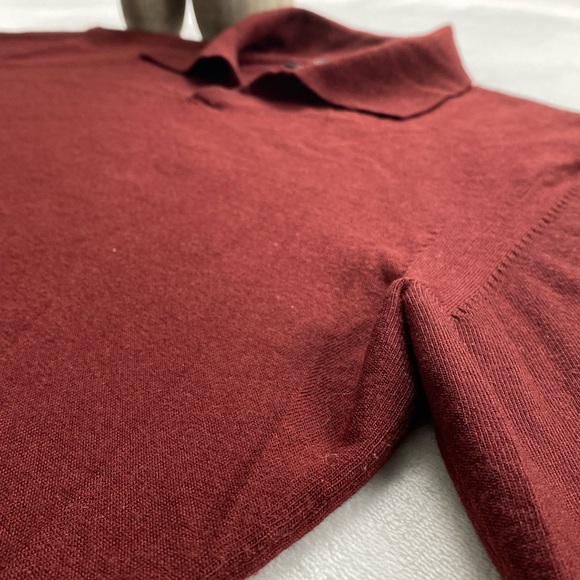 Banana Republic Stretch Merino Wool Blend Johnny Collar Long Sleeve Sweater Polo - Picture 9 of 16
